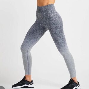 Women's AYBL Pulse Ombre Seamless Leggings Gray Black Size Large Athleisure Gym